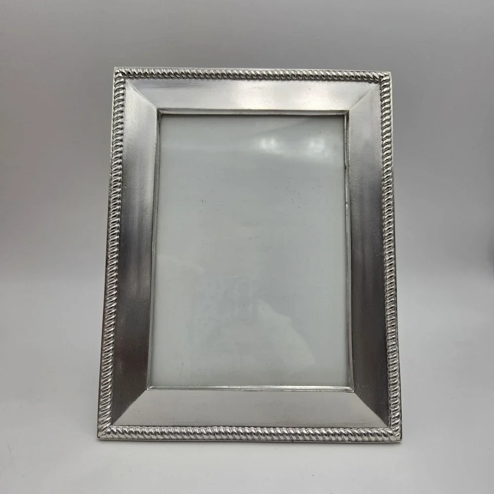 Vintage Metal Heavy Silver Tone Ornate Velvet Back Photo Frame 7